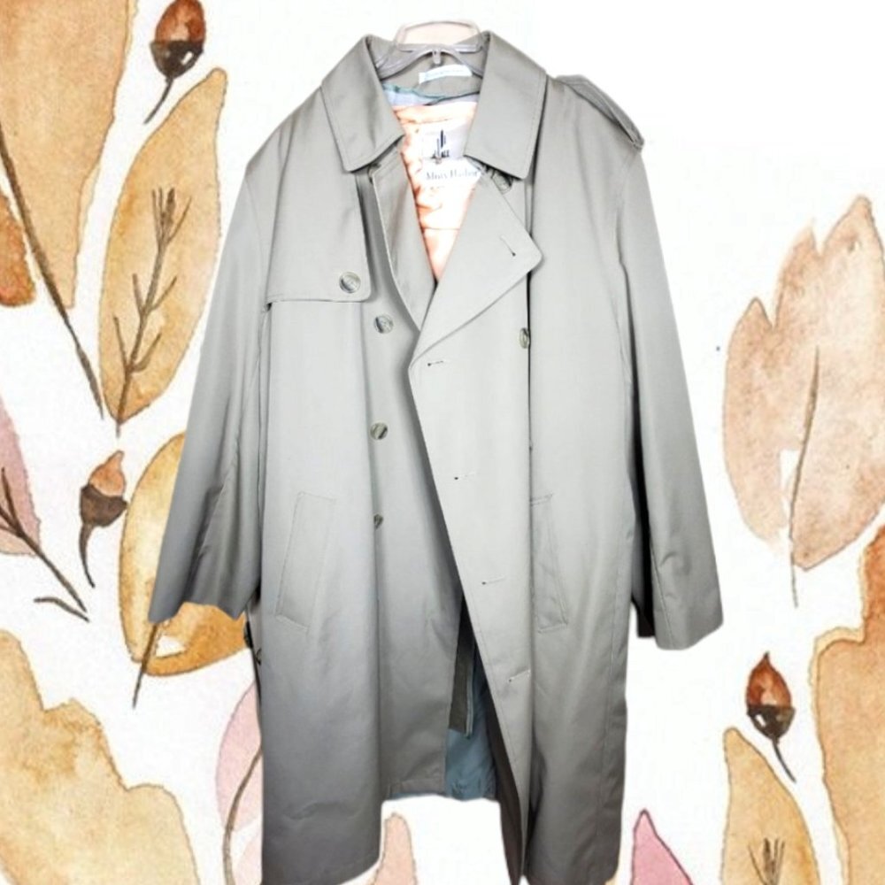 Vintage 80's Men's Beige Double Breasted Trench Coat - 46R - Misty Harbor - Like